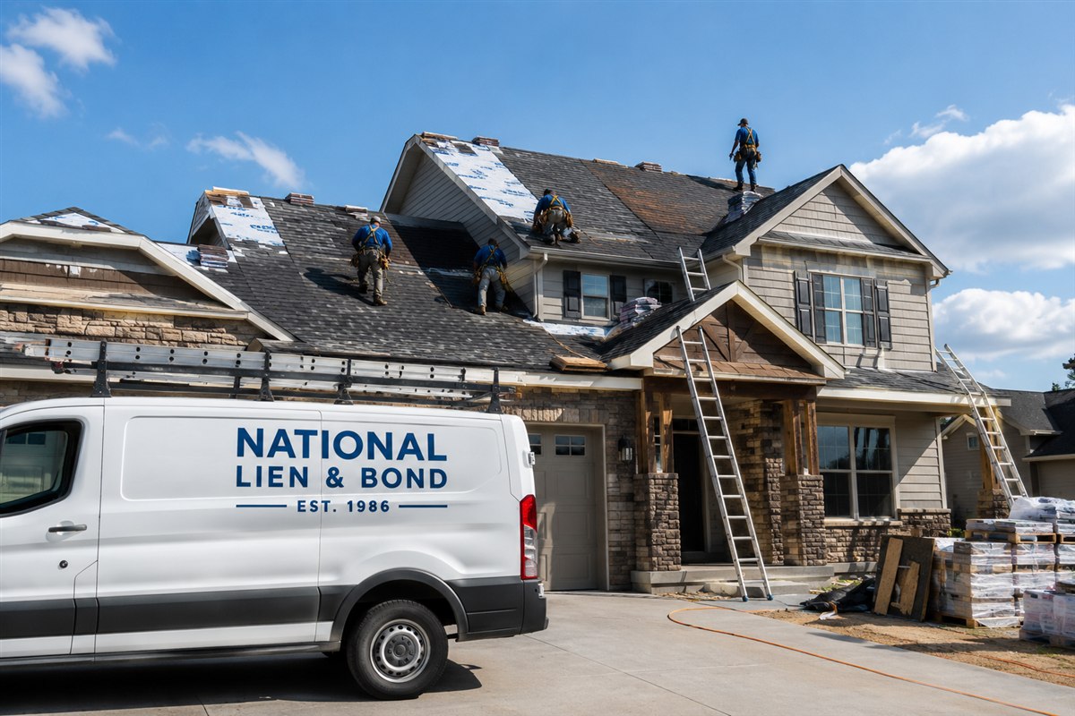 Roofing crew replacing a storm damaged roof on a home during disaster recovery rebuilding